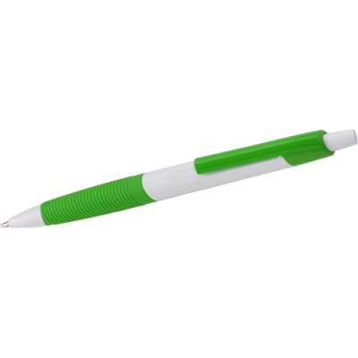 Picture of PLASTIC BALL PEN with Rubber Grip in Green.