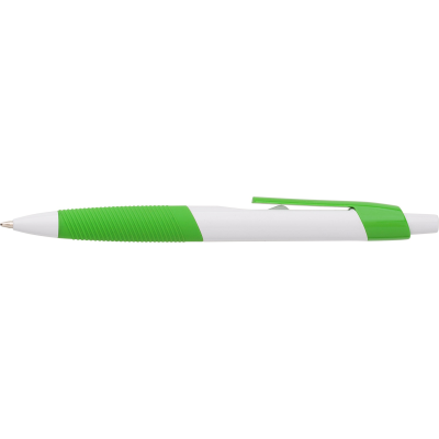 PLASTIC BALL PEN with Rubber Grip in Green.