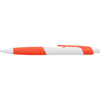 PLASTIC BALL PEN with Rubber Grip in Orange.