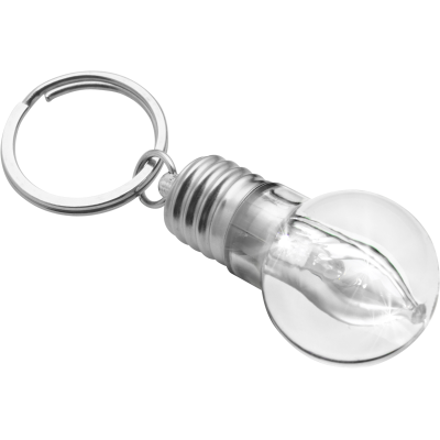 Picture of LIGHT BULB KEY HOLDER KEYRING in Silver.