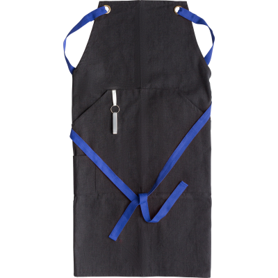 Picture of POLYESTER AND COTTON APRON in Cobalt Blue.