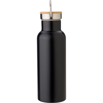 Picture of STAINLESS STEEL METAL DOUBLE WALLED BOTTLE (500 ML) in Black.