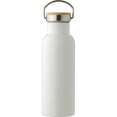 Picture of STAINLESS STEEL METAL DOUBLE WALLED BOTTLE (500 ML) in White.