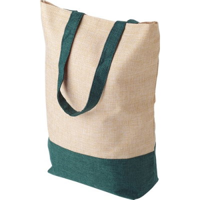 Picture of IMITATION LINEN SHOPPER TOTE BAG in Green.
