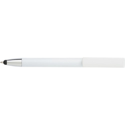Picture of BALL PEN with Mobile Phone Holder in White.