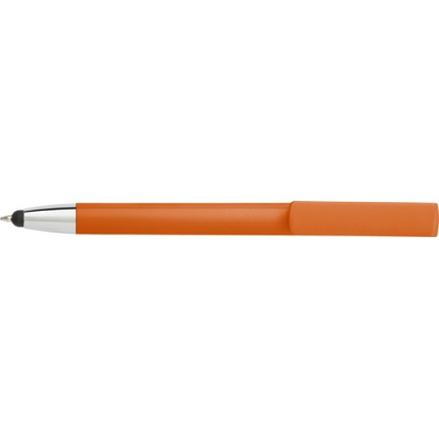 Picture of BALL PEN with Mobile Phone Holder in Orange