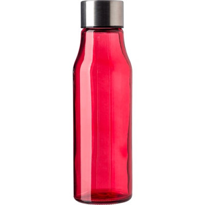 Picture of GLASS AND STAINLESS STEEL METAL BOTTLE (500 ML) in Red