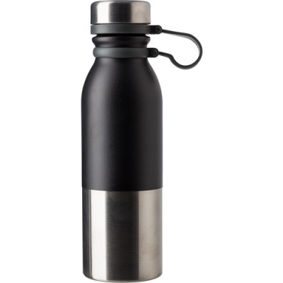 Picture of STAINLESS STEEL METAL BOTTLE 600ML in Black.