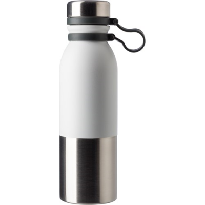 Picture of STAINLESS STEEL METAL BOTTLE 600ML in White.