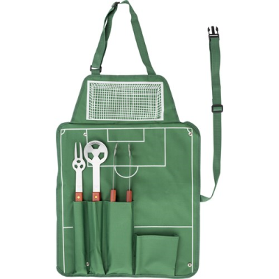 Picture of BARBECUE SET APRON, FOOTBALL in Green