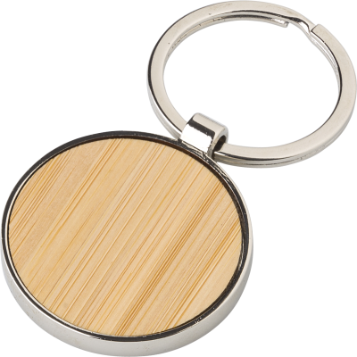 Picture of BAMBOO AND METAL KEYRING CHAIN in Bamboo.