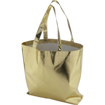 Picture of LAMINATED SHOPPER TOTE BAG in Gold.