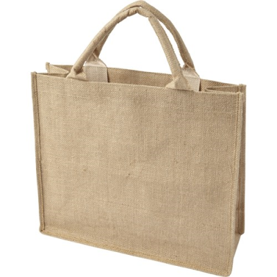 Picture of JUTE SHOPPER TOTE BAG in Brown.