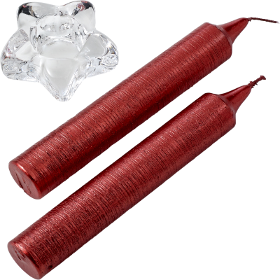 Picture of GLASS CANDLE HOLDER in Red.