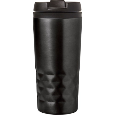 Picture of THE TOWER - STAINLESS STEEL METAL DOUBLE WALLED TRAVEL MUG (300ML) in Black