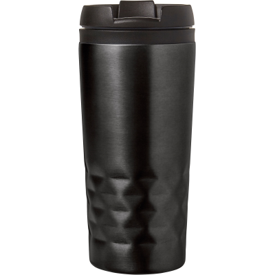 Picture of THE TOWER - STAINLESS STEEL METAL DOUBLE WALLED TRAVEL MUG (300ML) in Black