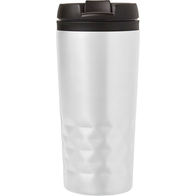 Picture of THE TOWER - STAINLESS STEEL METAL DOUBLE WALLED TRAVEL MUG (300ML) in White