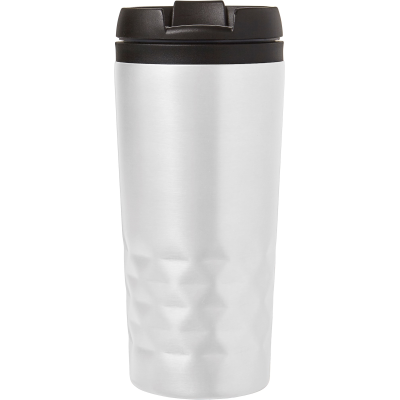 Picture of THE TOWER - STAINLESS STEEL METAL DOUBLE WALLED TRAVEL MUG (300ML) in White