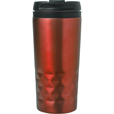 Picture of THE TOWER - STAINLESS STEEL METAL DOUBLE WALLED TRAVEL MUG (300ML) in Red