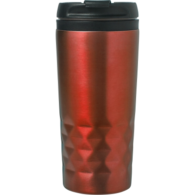 Picture of THE TOWER - STAINLESS STEEL METAL DOUBLE WALLED TRAVEL MUG (300ML) in Red