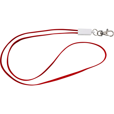 Picture of LANYARD AND CHARGER CABLE in Red.