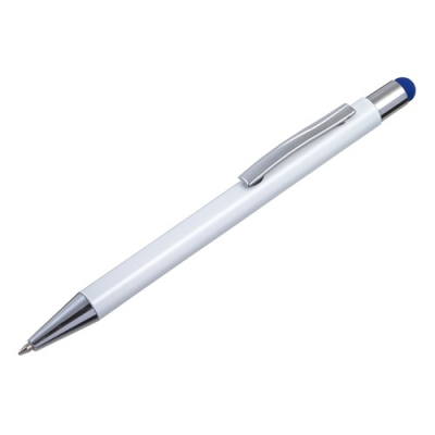 Picture of ALUMINIUM METAL AND PLASTIC BALL PEN in Cobalt Blue.