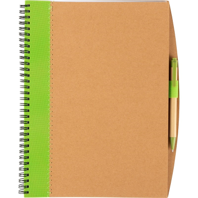 Picture of RECYCLED NOTE BOOK with Pen in Lime