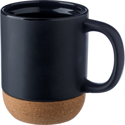 Picture of CERAMIC POTTERY AND CORK MUG (420ML) in Black