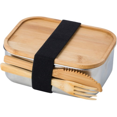 Picture of BAMBOO LID STAINLESS STEEL METAL LUNCH BOX