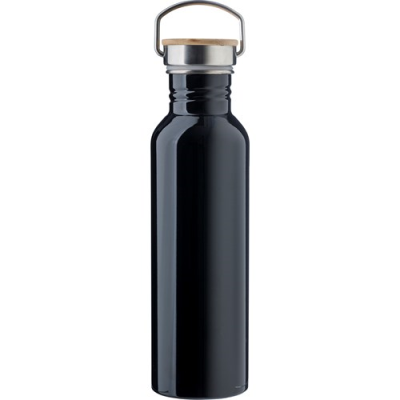 Picture of STAINLESS STEEL METAL BOTTLE (700ML) SINGLE WALLED in Black.