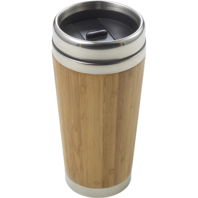 Picture of THE BRAXTED - BAMBOO DOUBLE WALLED TRAVEL MUG (400 ML) in Brown