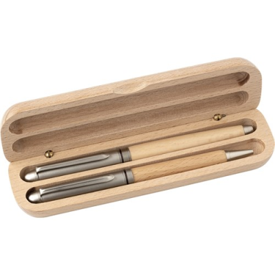 Picture of BEECH WOOD WOOD WRITING SET in Brown