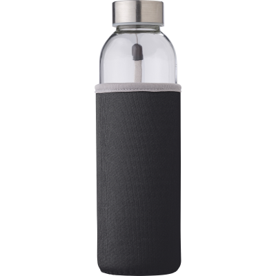 Picture of GLASS BOTTLE with Sleeve (500Ml) in Black.