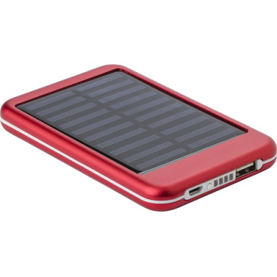 Picture of ALUMINIUM METAL SOLAR POWER BANK in Red.