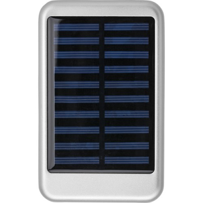 Picture of ALUMINIUM METAL SOLAR POWER BANK in Silver.