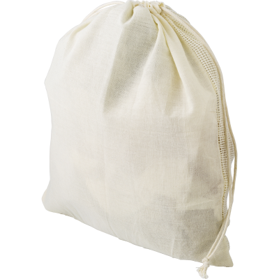 Picture of ORGANIC COTTON DRAWSTRING MESH BAG in Khaki.