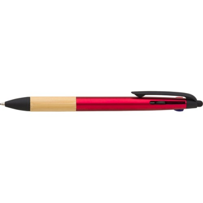 Picture of BAMBOO BALL PEN (3 COLOUR AND STYLUS) in Red