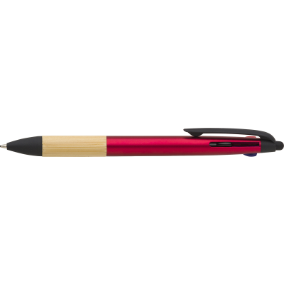 Picture of BAMBOO BALL PEN (3 COLOUR AND STYLUS) in Red