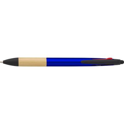 Picture of BAMBOO BALL PEN (3 COLOUR AND STYLUS) in Cobalt Blue.