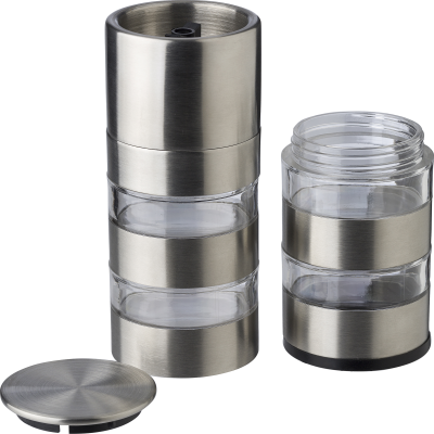 Picture of STAINLESS STEEL METAL SPICE GRINDER in Silver.