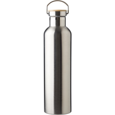Picture of STAINLESS STEEL METAL DOUBLE WALLED BOTTLE (1L) in Silver.