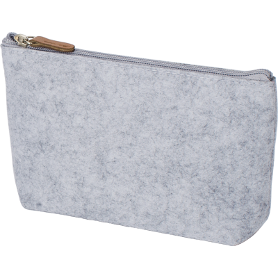 Picture of RPET FELT TOILETRY BAG in Pale Grey.