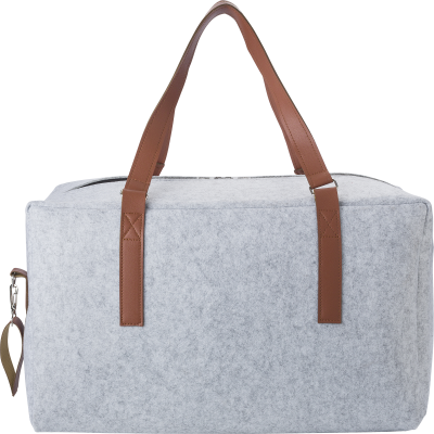 Picture of RPET FELT TRAVEL BAG in Pale Grey.