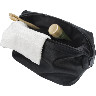 Picture of LEATHER TOILETRY BAG in Black.