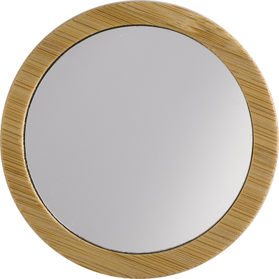 Picture of THE ALICE - BAMBOO POCKET MIRROR in Brown.