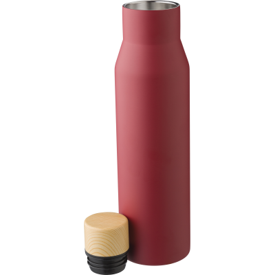 Picture of STAINLESS STEEL METAL DOUBLE WALLED BOTTLE (500ML) in Burgundy.