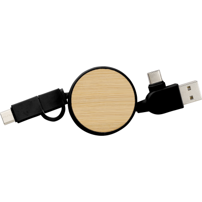 Picture of THE PONZA - BAMBOO EXTENDABLE CHARGER CABLE in Black