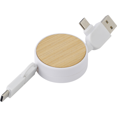 Picture of BAMBOO EXTENDABLE CHARGER CABLE in White