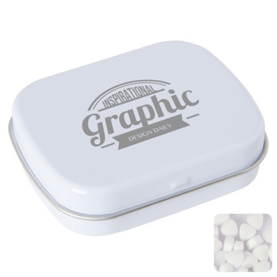 Picture of FLAT TIN with Extra Strong Mints in White.