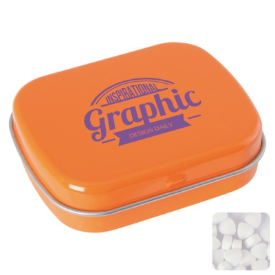 Picture of FLAT TIN with Extra Strong Mints in Orange.